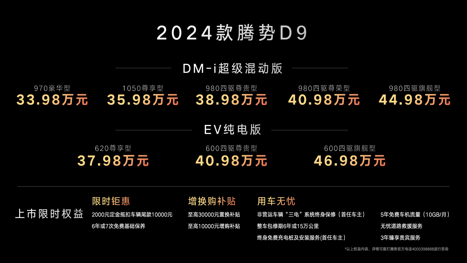 新能源MPV銷冠升級上市 2024款騰勢D9售價(jià)33.98萬元起