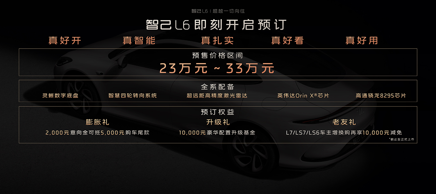 智己L6公布預(yù)售價(jià)23萬元-33萬元 固態(tài)電池續(xù)航超1000km