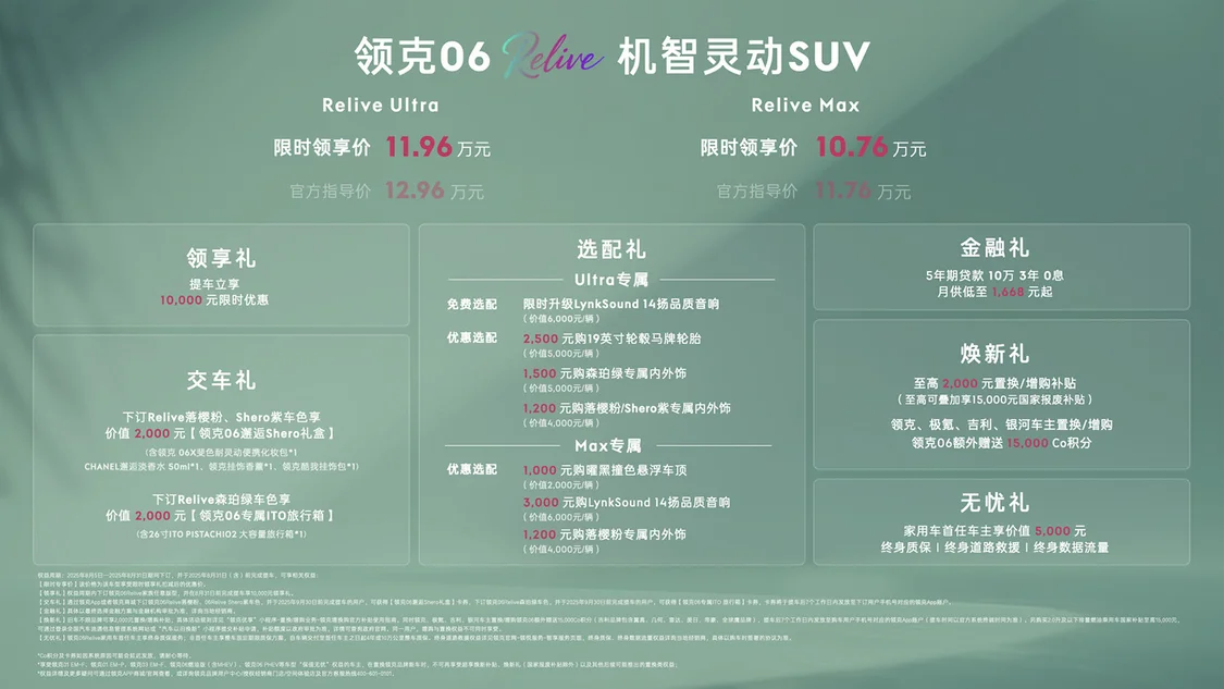 領(lǐng)克06 Relive煥新上市 限時(shí)專享價(jià)10.76萬元起